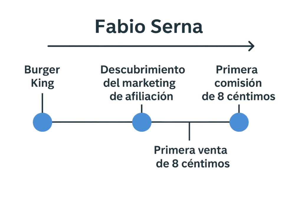 linea del tiempo (1) línea de tiempo de Fabio Serna desde Burger King hasta su primera comisión con marketing de afiliación