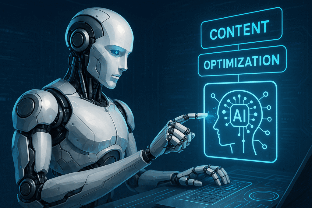 Aplicaciones de inteligencia artificial en 2025 - Robot con interfaz digital representando las soluciones de IA modernas para empresas