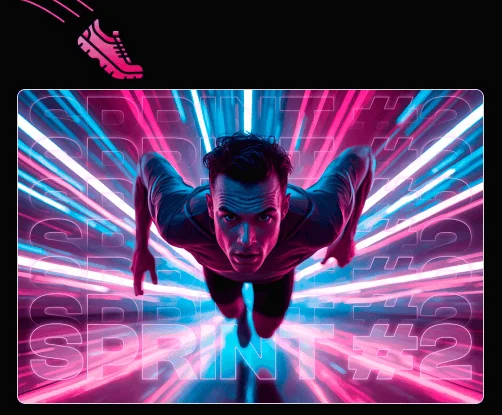 sprint Persona corriendo a velocidad con efectos de luz neón - Precios y modelos de suscripción aplicaciones IA 2025