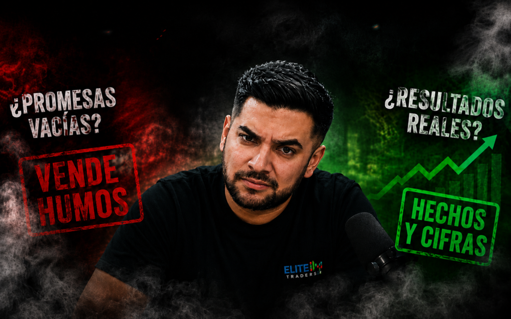 Imagen polémica de Élite del Trading con protagonista masculino mirando a cámara con gesto entre enfadado y extrañado, sobre el debate de vende humos, realidad, ficción y resultados reales