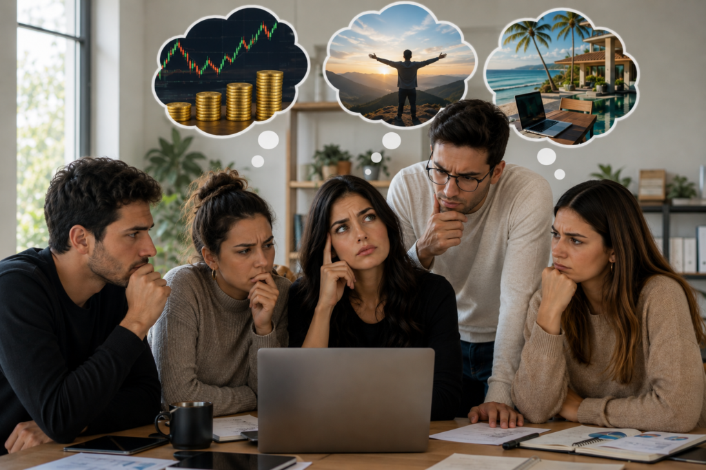 veredicto-final-merece-pena-aprender-inversion.webp Grupo de personas analiza si merece la pena aprender inversión y desarrollar una carrera profesional con este modelo de negocio